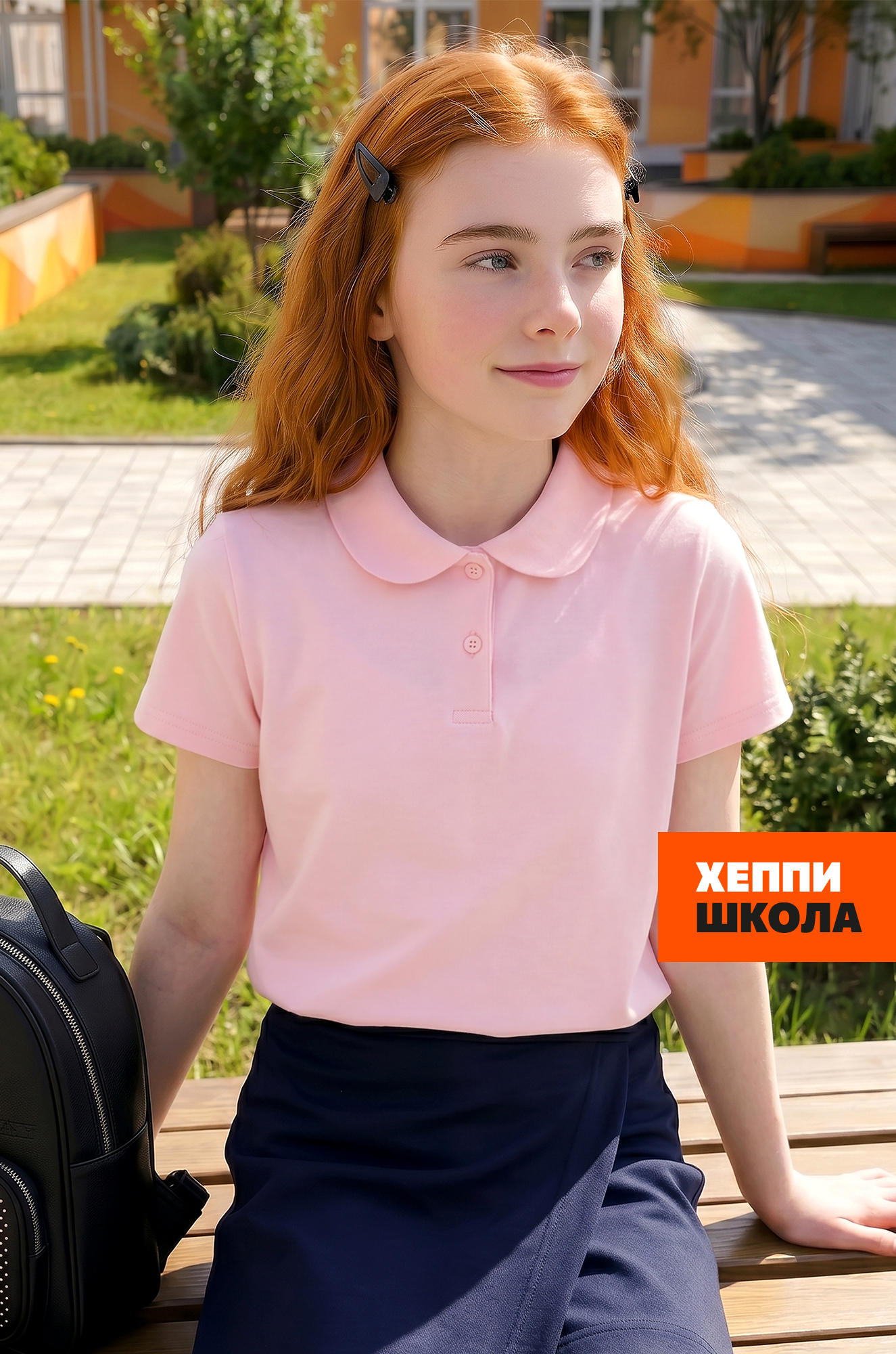 Блузка-поло с коротким рукавом для девочки Happyfox